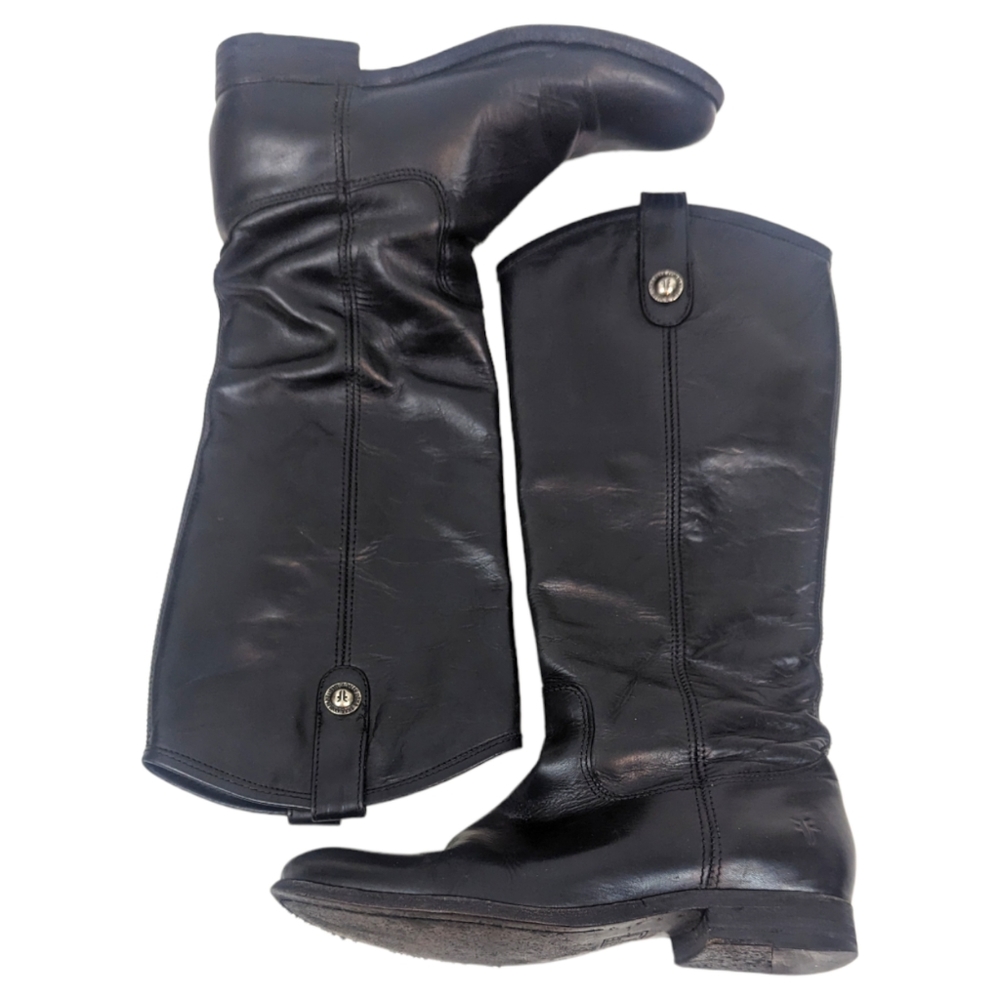 Frye Melissa Button Tall Leather Riding Boots Equestrian Boot Womens 7.5 Black - Picture 12 of 15
